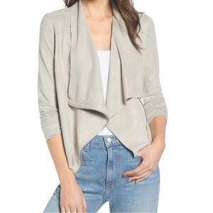 Blank NYC Gray Drape Faux Leather Asymmetrical Moto Jacket